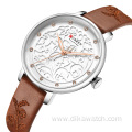 CURREN 9046 New Trendy Women Watch with Rhinestone Well-made Chinese Brand Quartz Watch Leather Strap Fashion Wristwatch